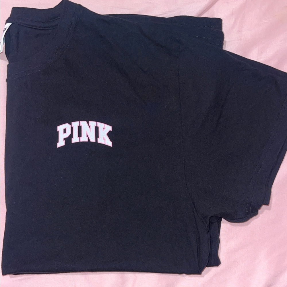 PINK Victoria's Secret Black Tee with Butterfly Design